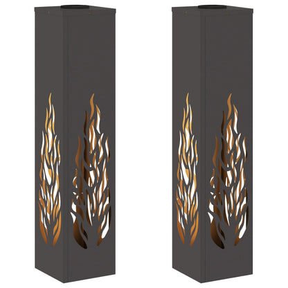 Solar LED Pathway Light 2 pcs Black Cold Rolled Steel