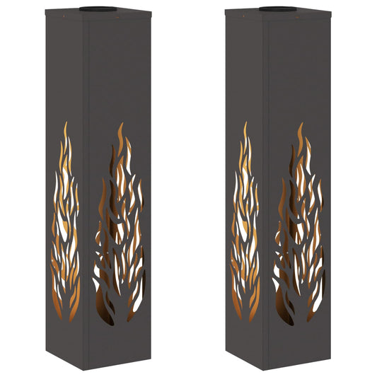 Solar LED Pathway Light 2 pcs Black Cold Rolled Steel