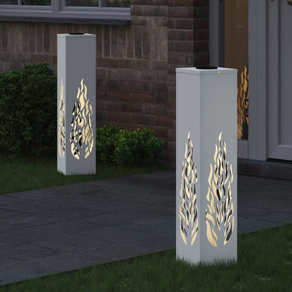 Solar LED Pathway Light 2 pcs White Cold Rolled Steel