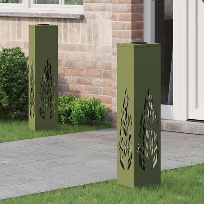 Solar LED Pathway Light 2 pcs Olive Green Cold Rolled Steel