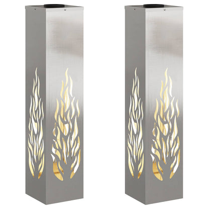 Solar LED Pathway Light 2 pcs Silver Stainless Steel