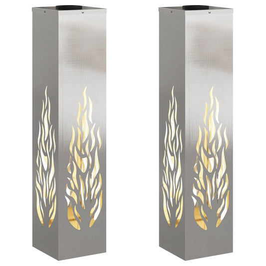 Solar LED Pathway Light 2 pcs Stainless Steel Stainless Steel