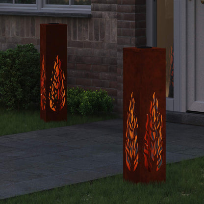 Solar LED Pathway Light 2 pcs Corten Steel Corten Steel