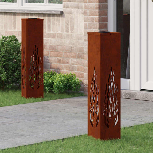Solar LED Pathway Light 2 pcs Corten Steel Corten Steel
