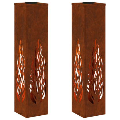 Solar LED Pathway Light 2 pcs Corten Steel Corten Steel