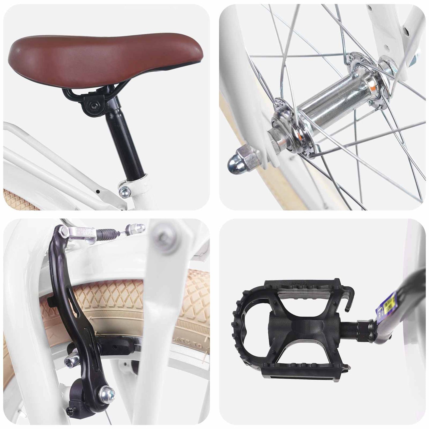 Kids Bike 22 Inches for 7-12 Years Old White
