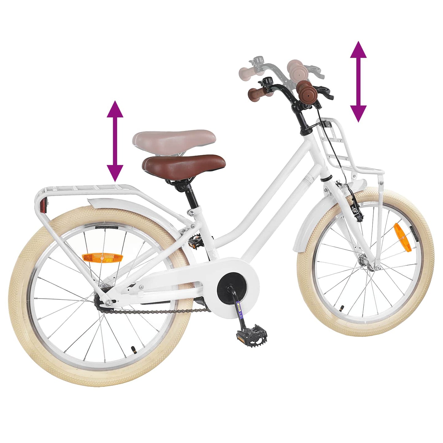 Kids Bike 22 Inches for 7-12 Years Old White