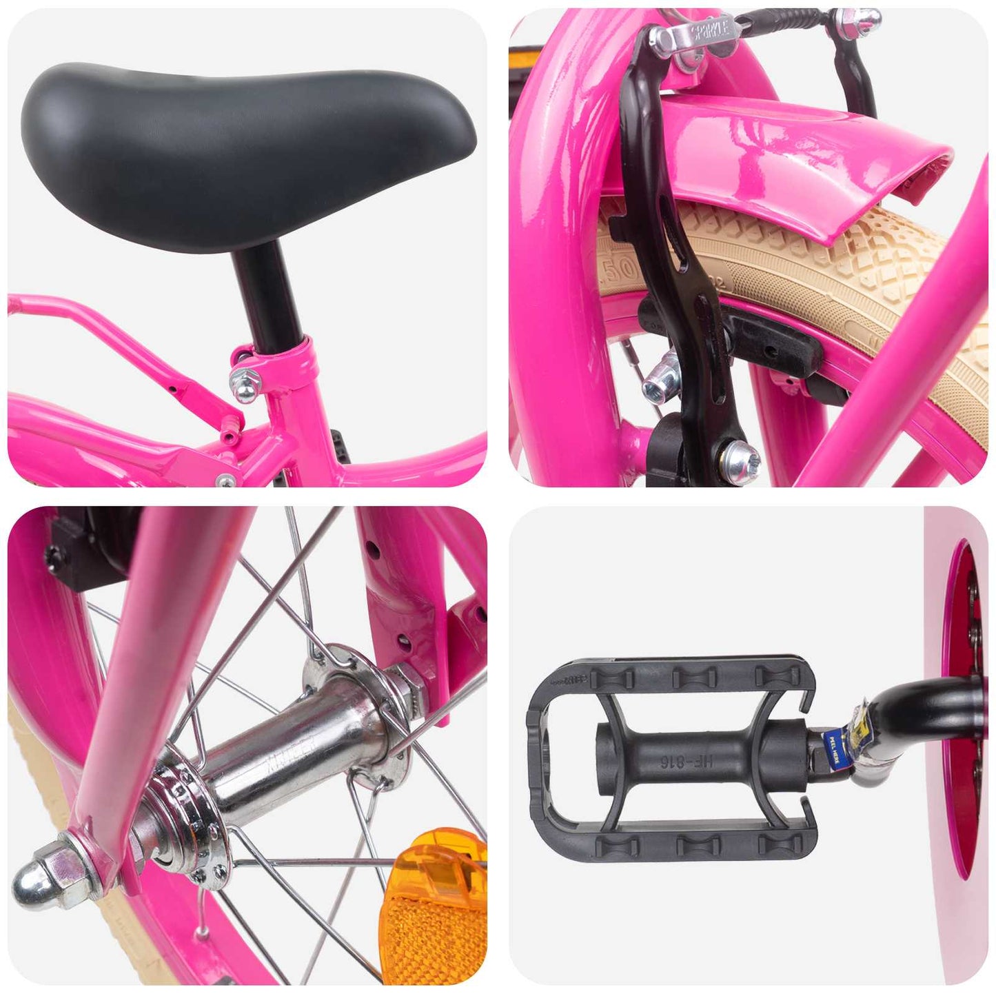 Kids Bike 14 Inches for 3-5 Years Old Dark Pink