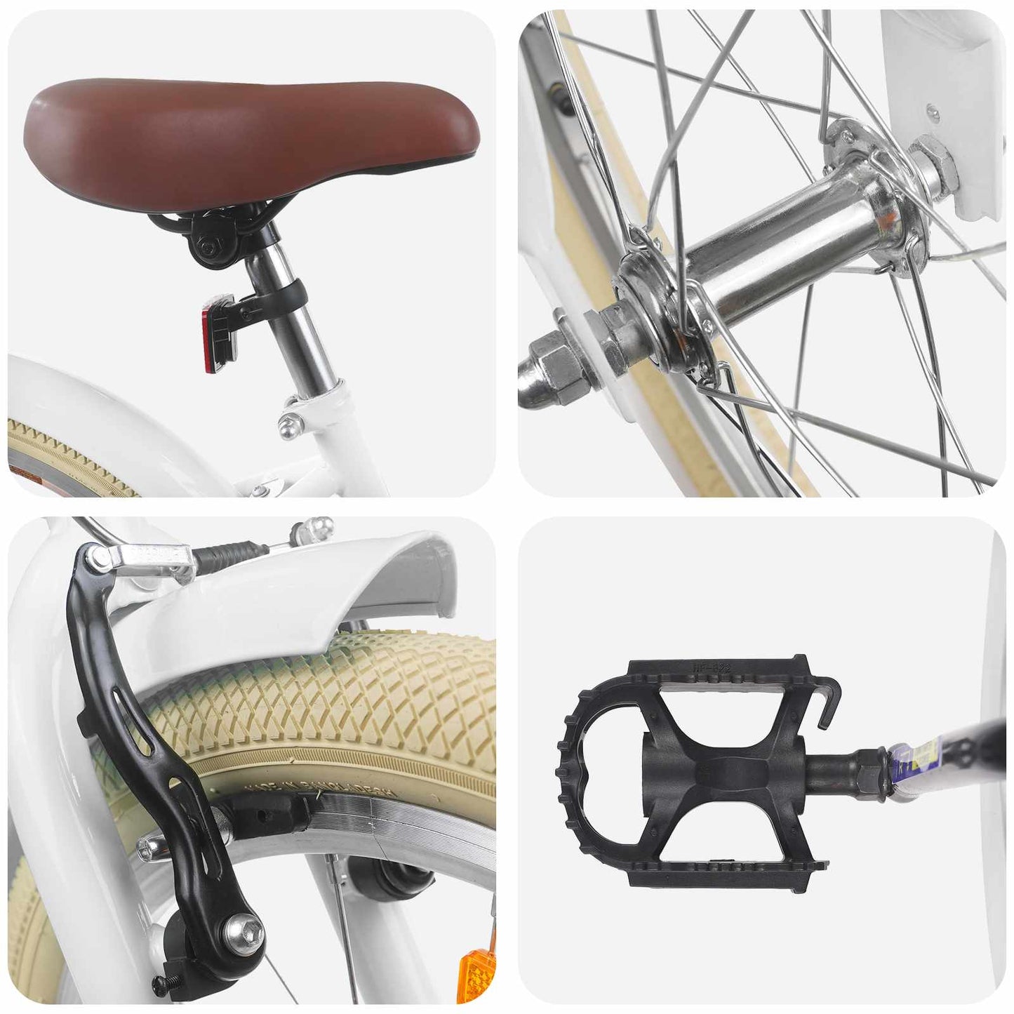 Kids Bike 22 Inches for 7-12 Years Old White