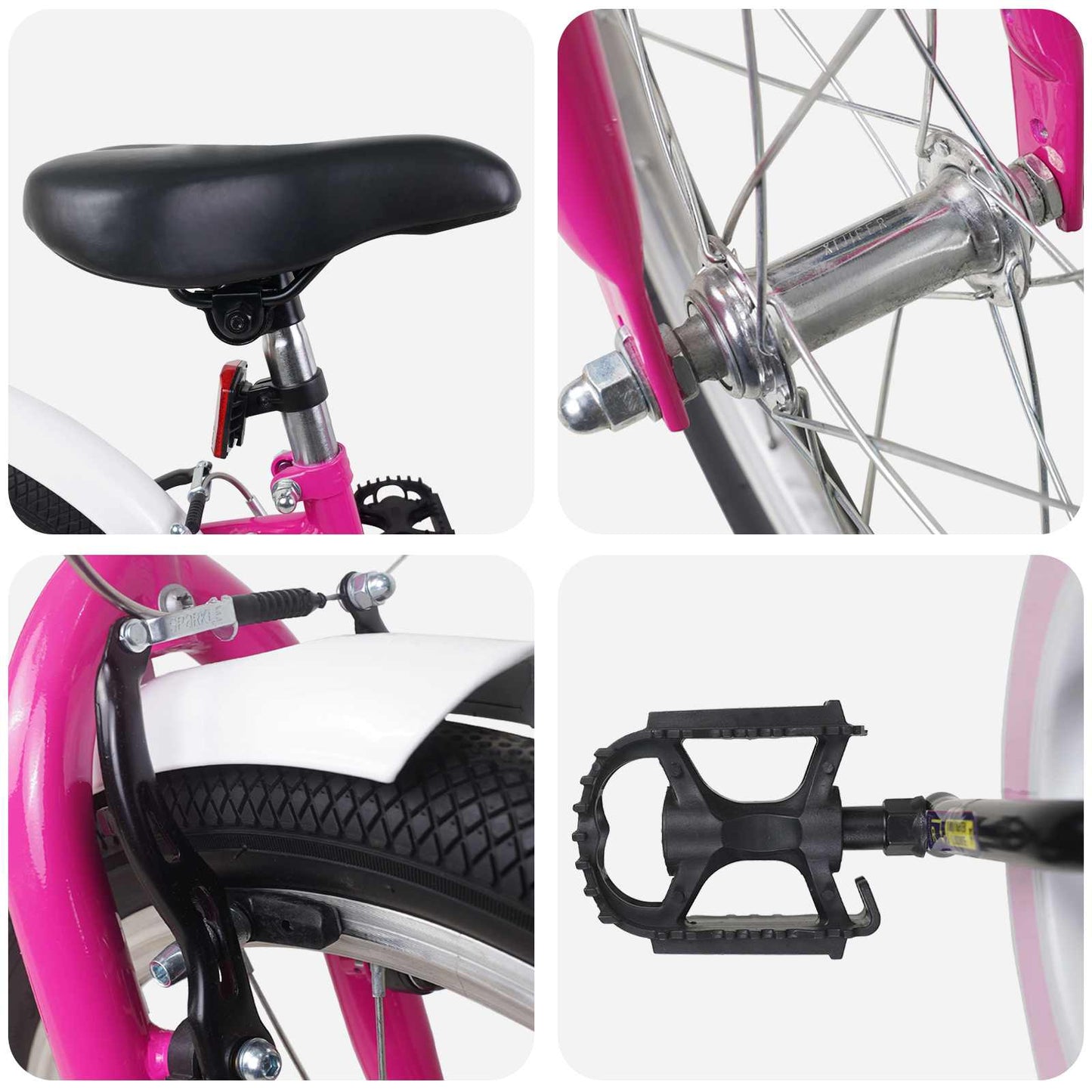 Kids Bike 24 Inches for 8-12 Years Old Pink White