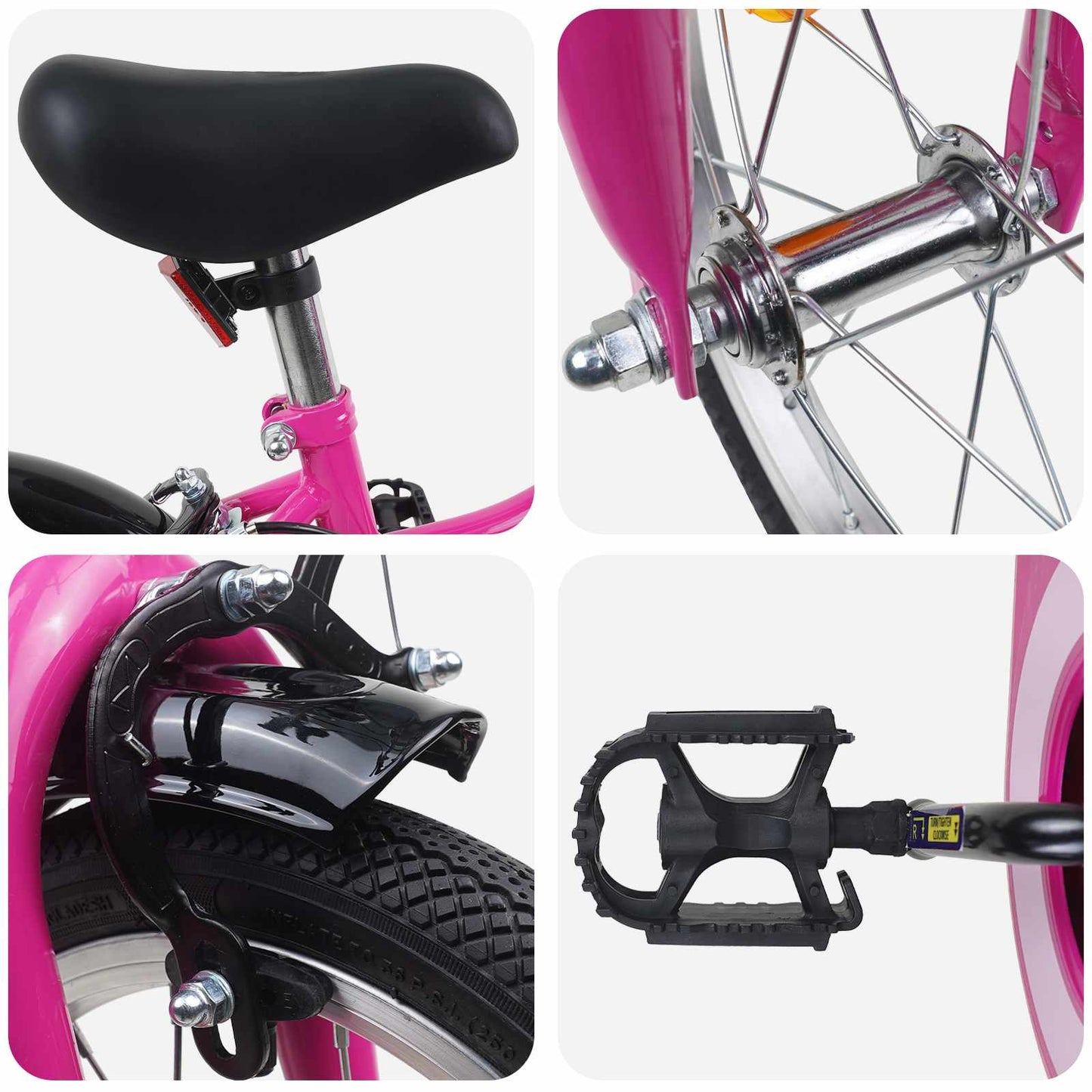 Kids Bike 16 Inches for 4-6 Years Old Pink Black