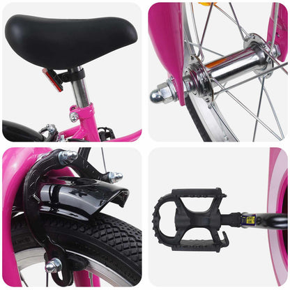 Kids Bike 16 Inches for 4-6 Years Old Pink Black