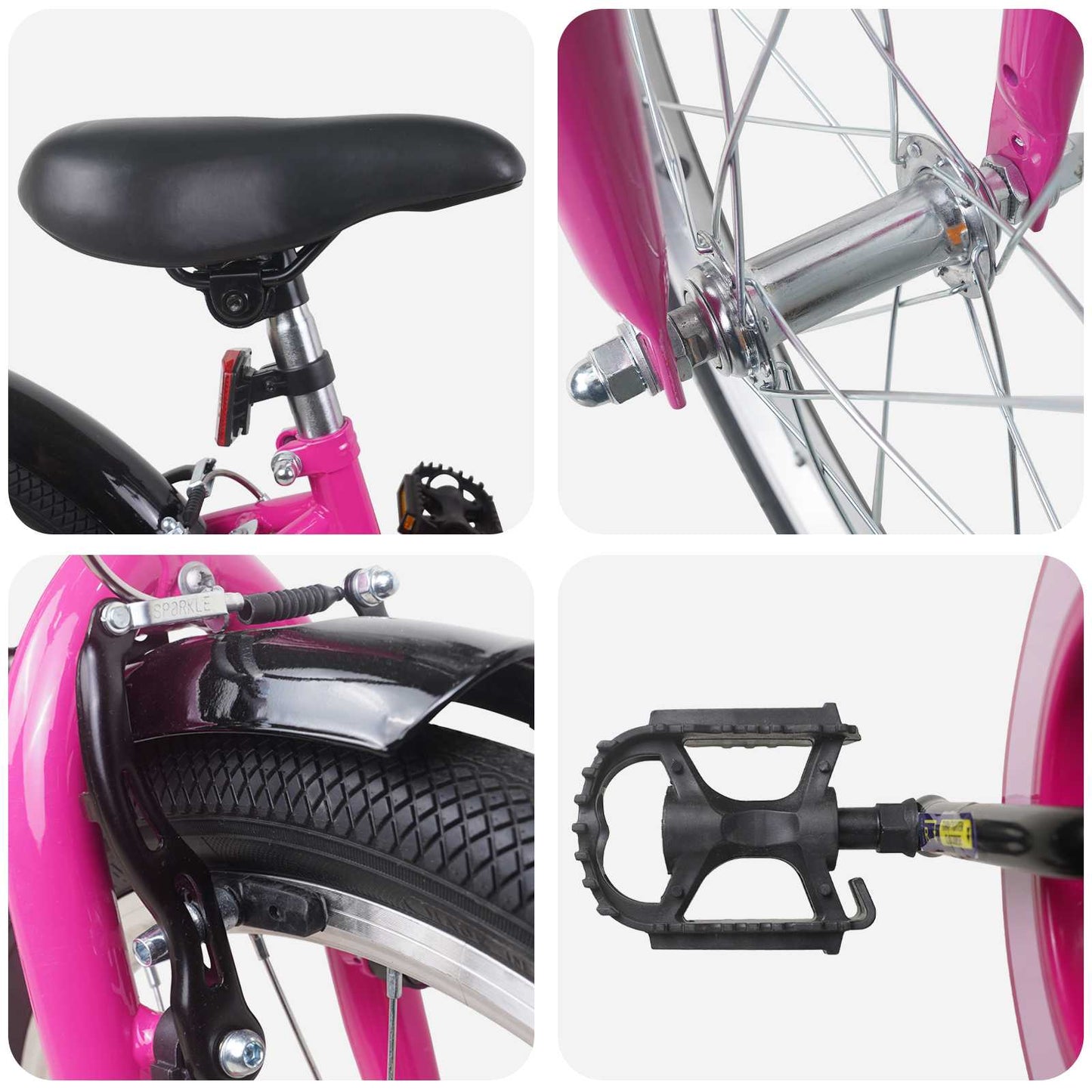 Kids Bike 22 Inches for 7-12 Years Old Pink Black