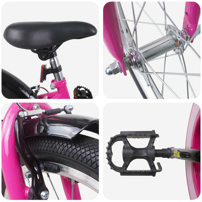 Kids Bike 22 Inches for 7-12 Years Old Pink Black