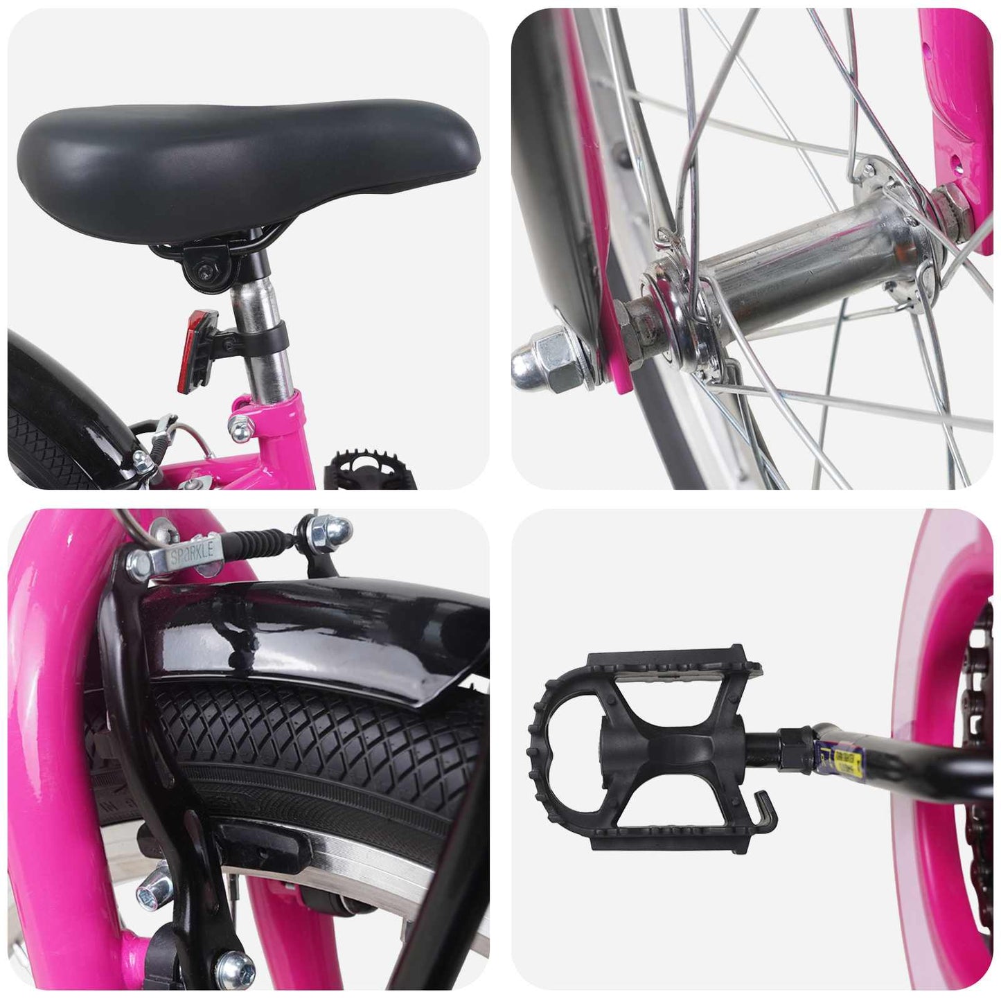 Kids Bike 22 Inches for 7-12 Years Old Pink Black