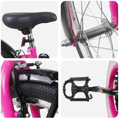 Kids Bike 22 Inches for 7-12 Years Old Pink Black