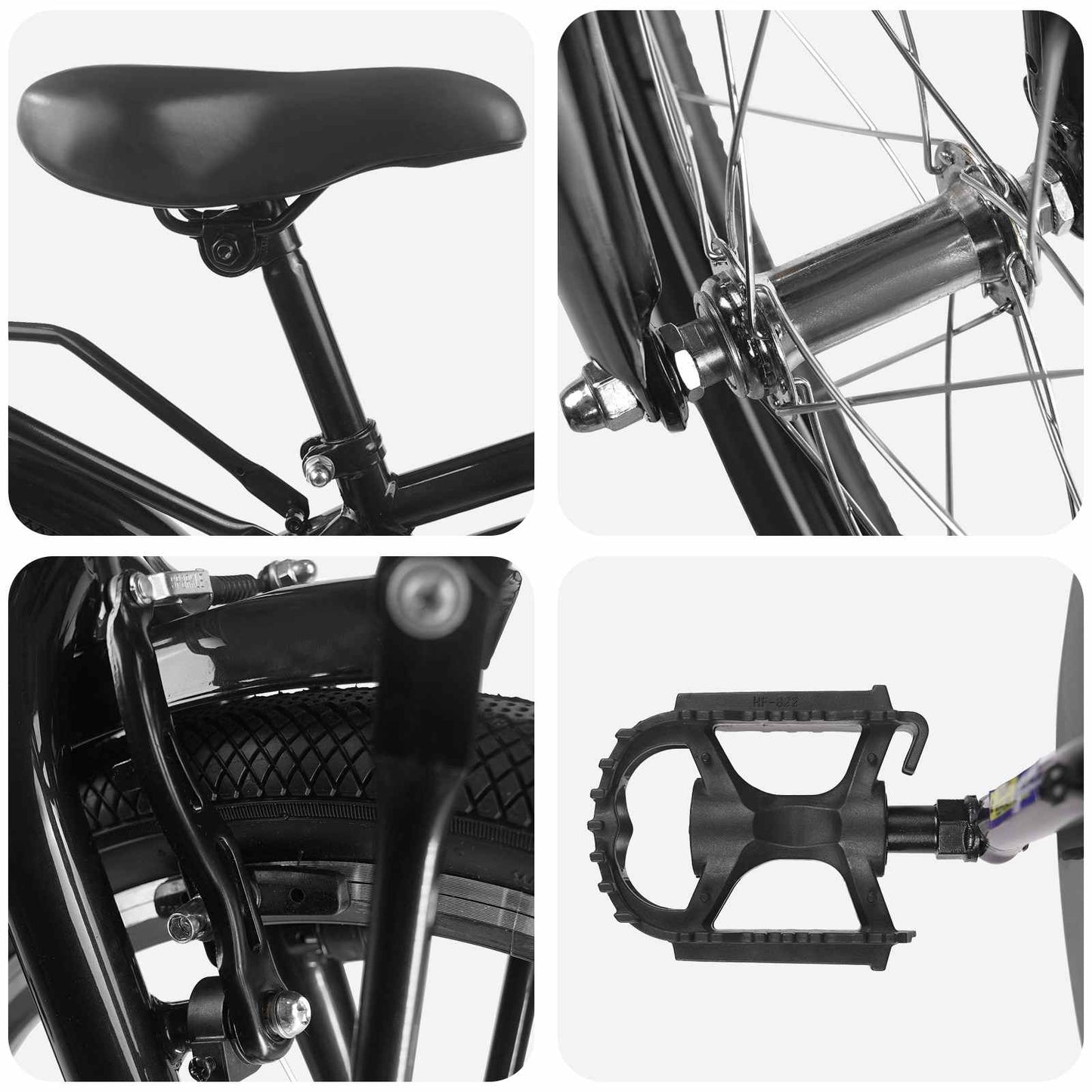 Kids Bike 22 Inches for 7-12 Years Old Black