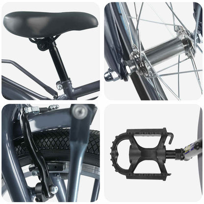 Kids Bike 22 Inches for 7-12 Years Old Dark Grey