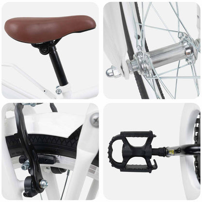 Kids Bike 22 Inches for 7-12 Years Old White