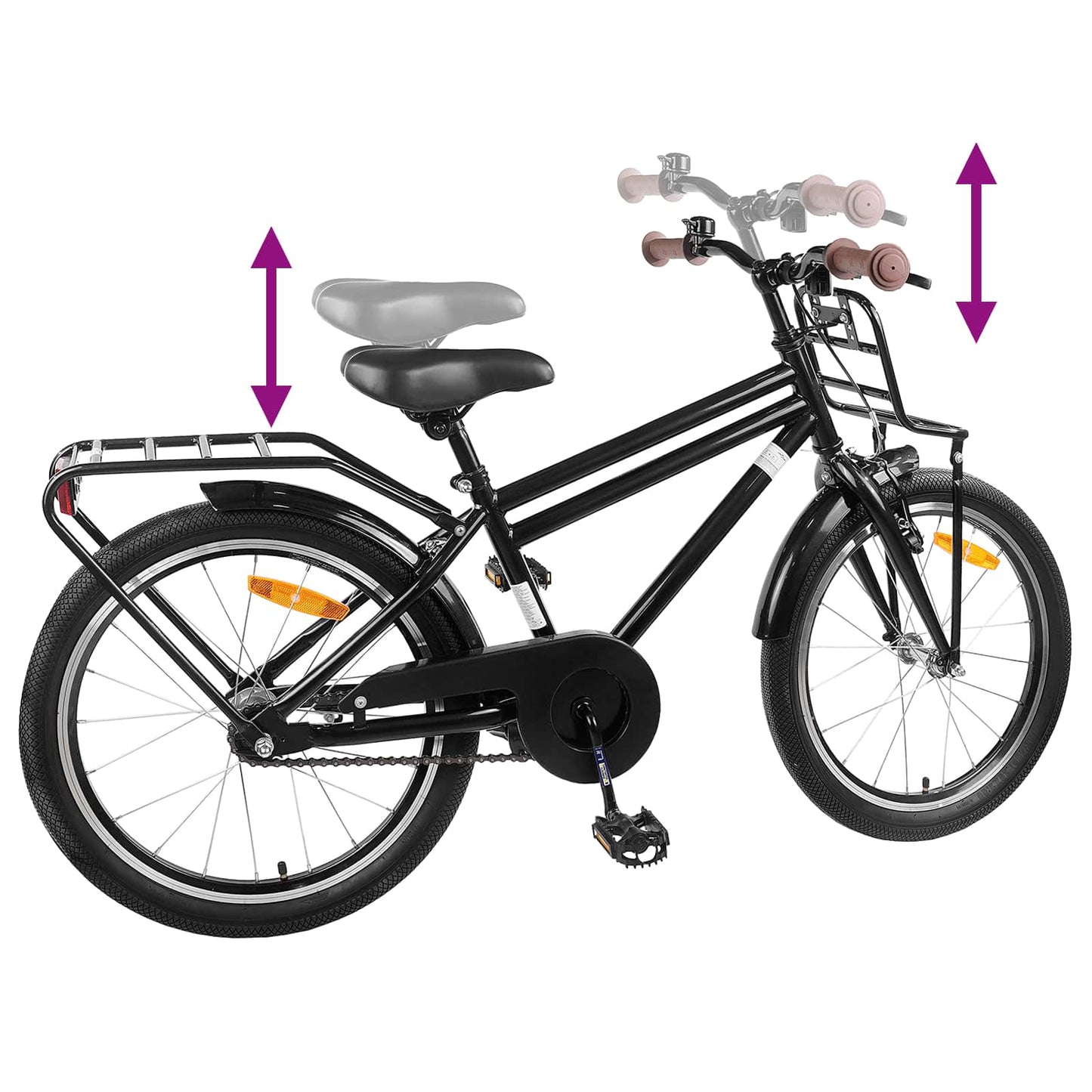 Kids Bike 22 Inches for 7-12 Years Old Black