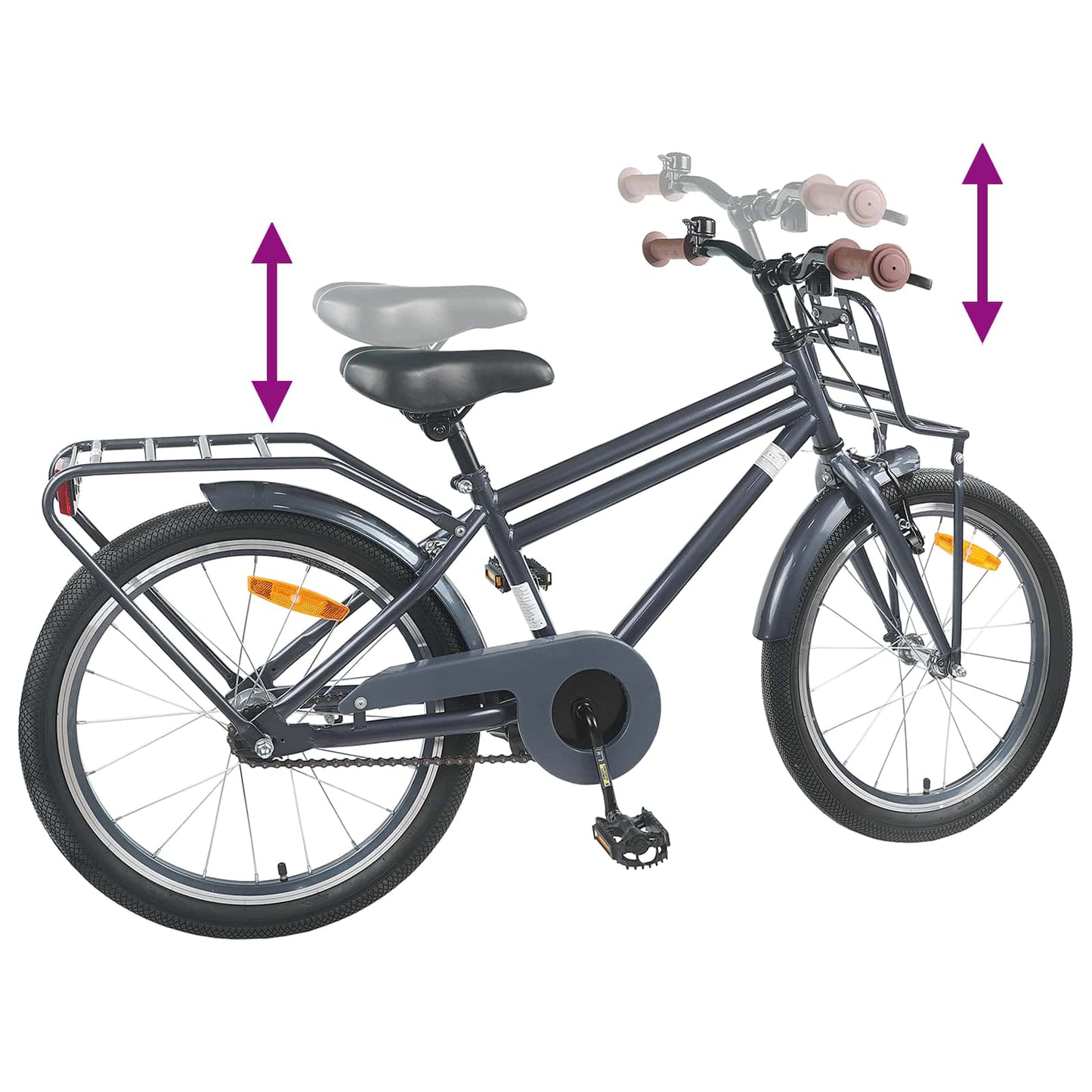 Kids Bike 22 Inches for 7-12 Years Old Dark Grey