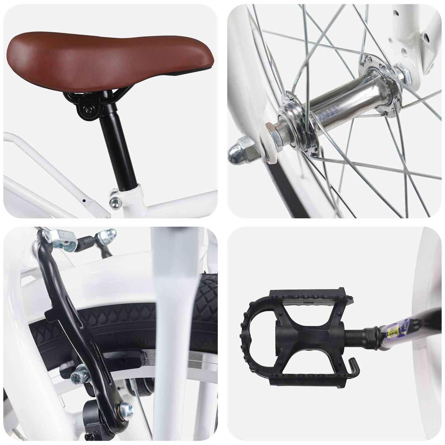 Kids Bike 22 Inches for 7-12 Years Old White