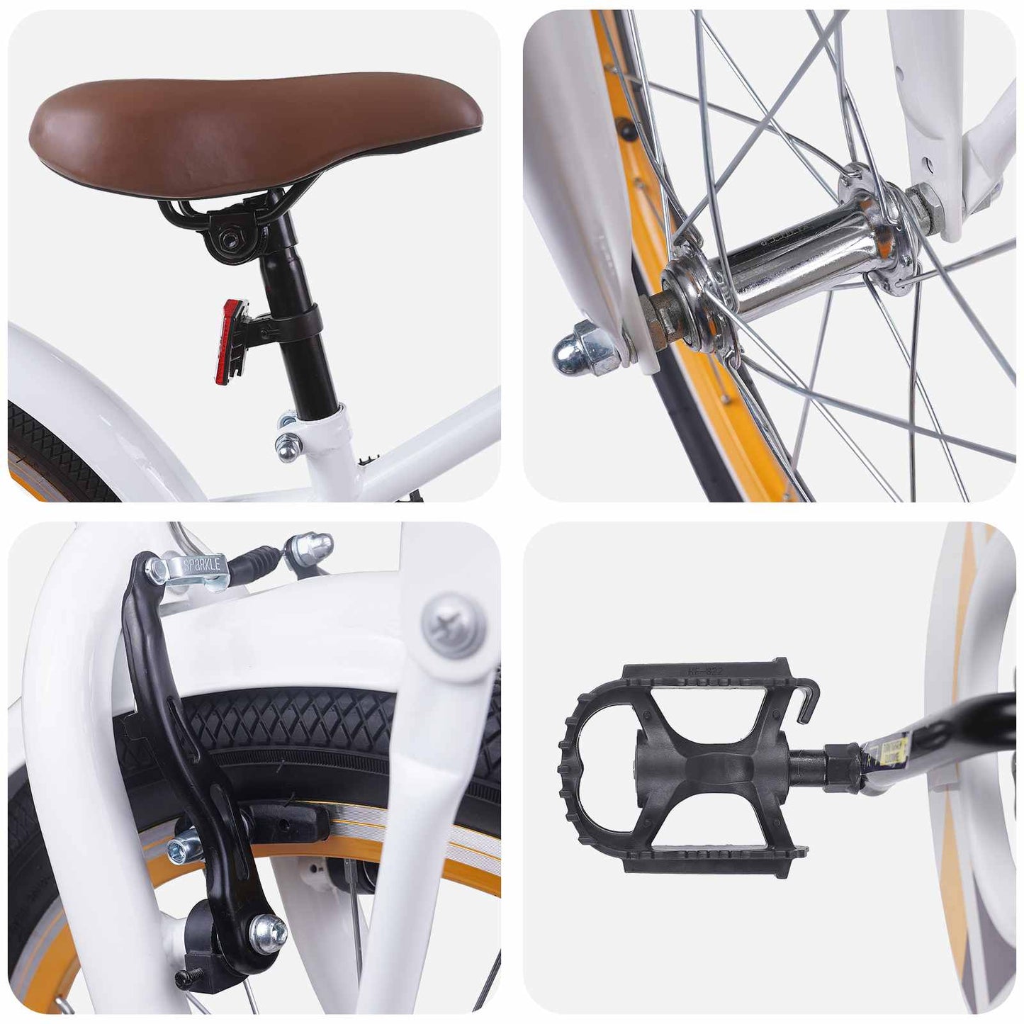 Kids Bike 18 Inches for 5-7 Years Old White