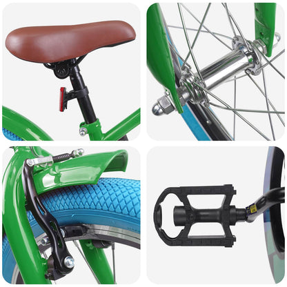 Kids Bike 18 Inches for 5-7 Years Old Green