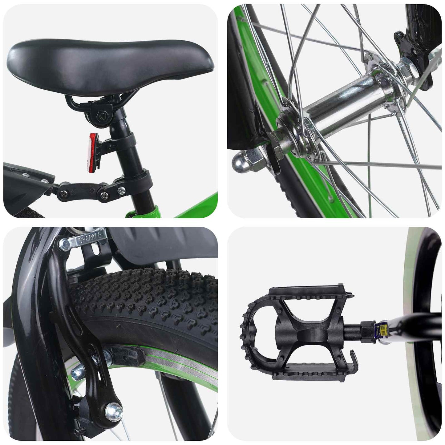 Kids Bike 22 Inches for 7-12 Years Old Green Black