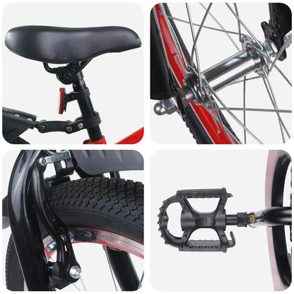 Kids Bike 22 Inches for 7-12 Years Old Red Black