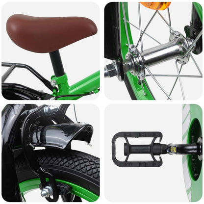 Kids Bike 12 Inches for 2-4 Years Old Green