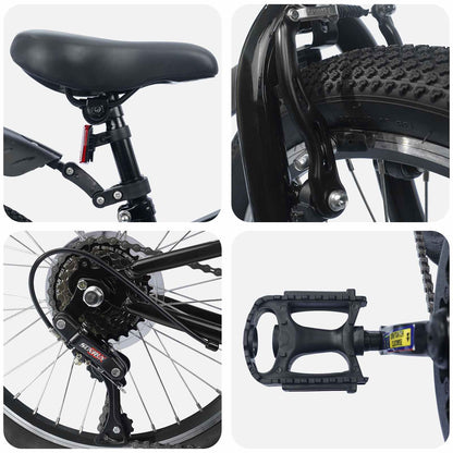 Kids Bike 20'' 6-Speed for 6-11 Years Old Black
