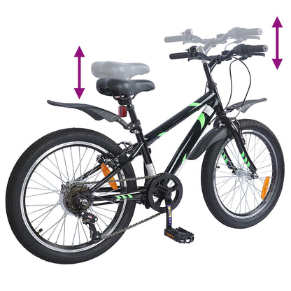 Kids Bike 20'' 6-Speed for 6-11 Years Old Black