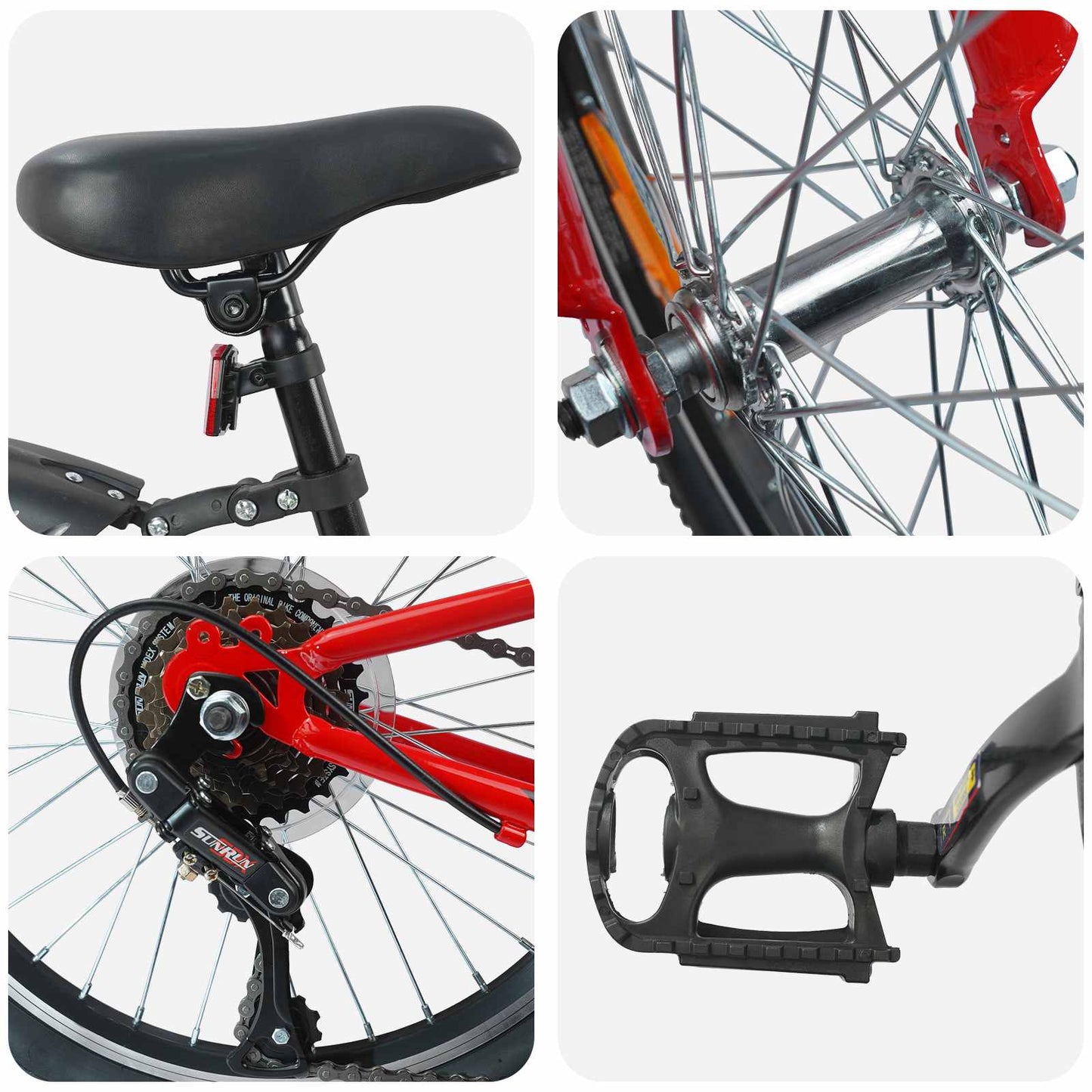 Kids Bike 24'' 6-Speed for 8-12 Years Old Red