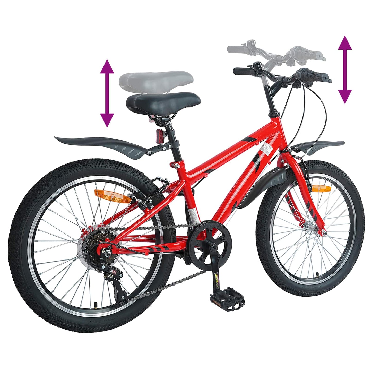 Kids Bike 24'' 6-Speed for 8-12 Years Old Red