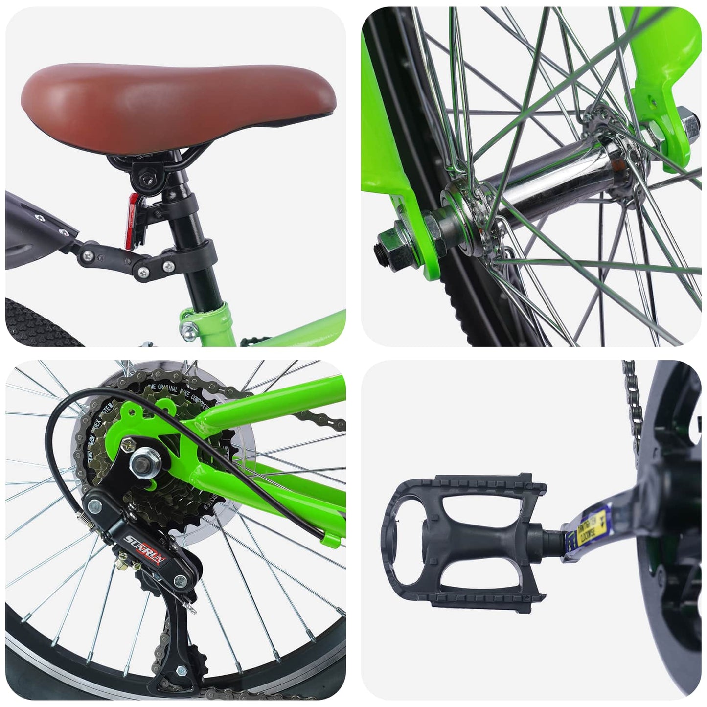 Kids Bike 20'' 6-Speed for 6-11 Years Old Green