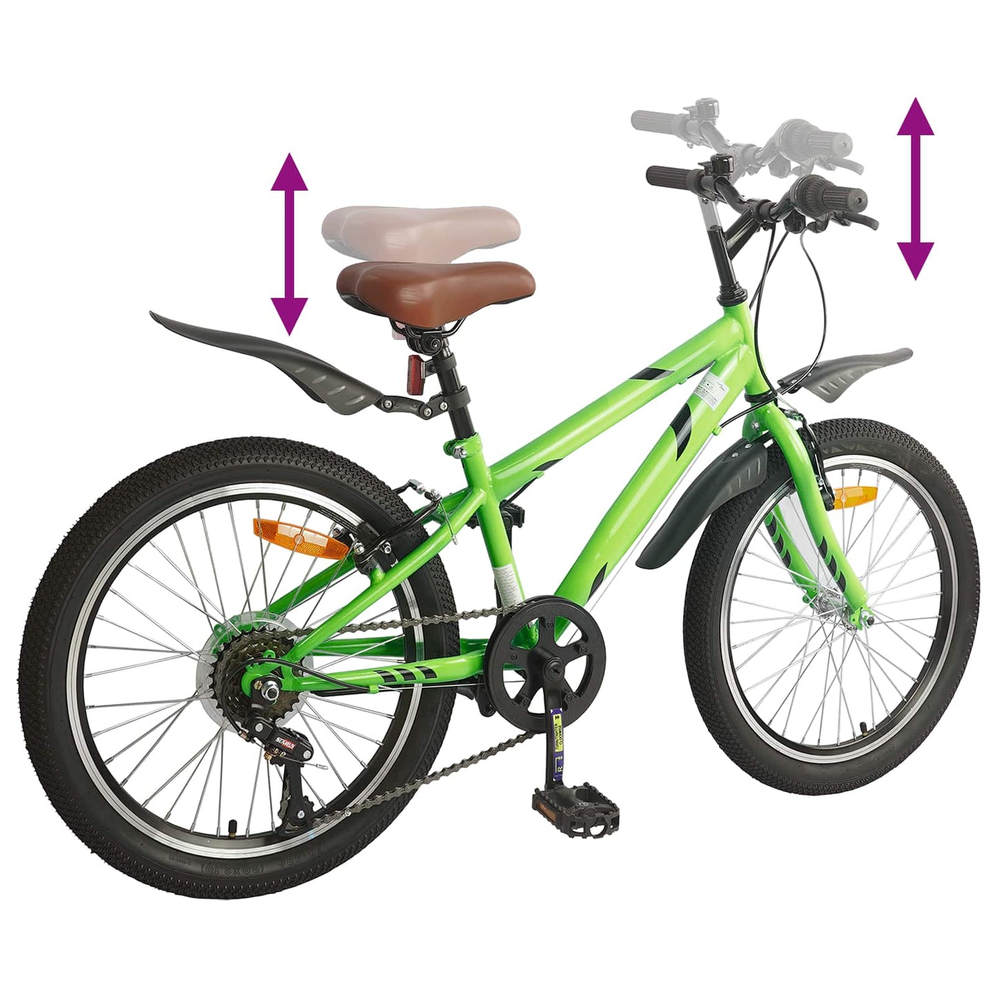 Kids Bike 24'' 6-Speed for 8-12 Years Old Green