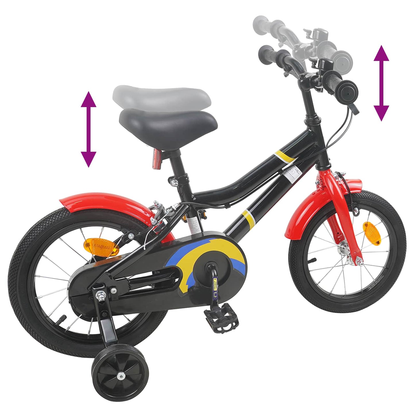 Kids Bike 12 Inches for 2-4 Years Old Black Red