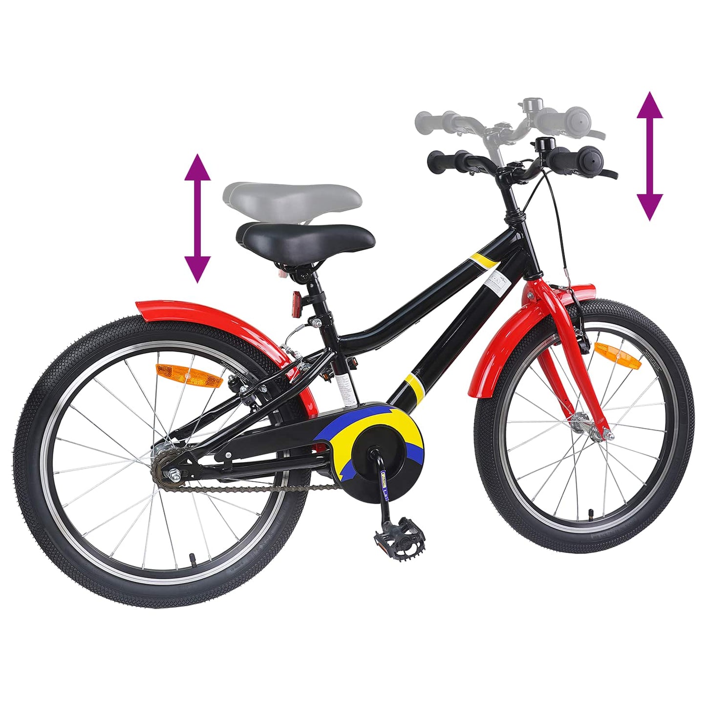 Kids Bike 22 Inches for 7-12 Years Old Black Red