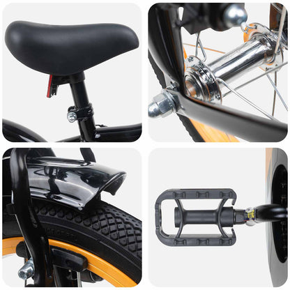 Kids Bike 16 Inches for 4-6 Years Old Orange Black