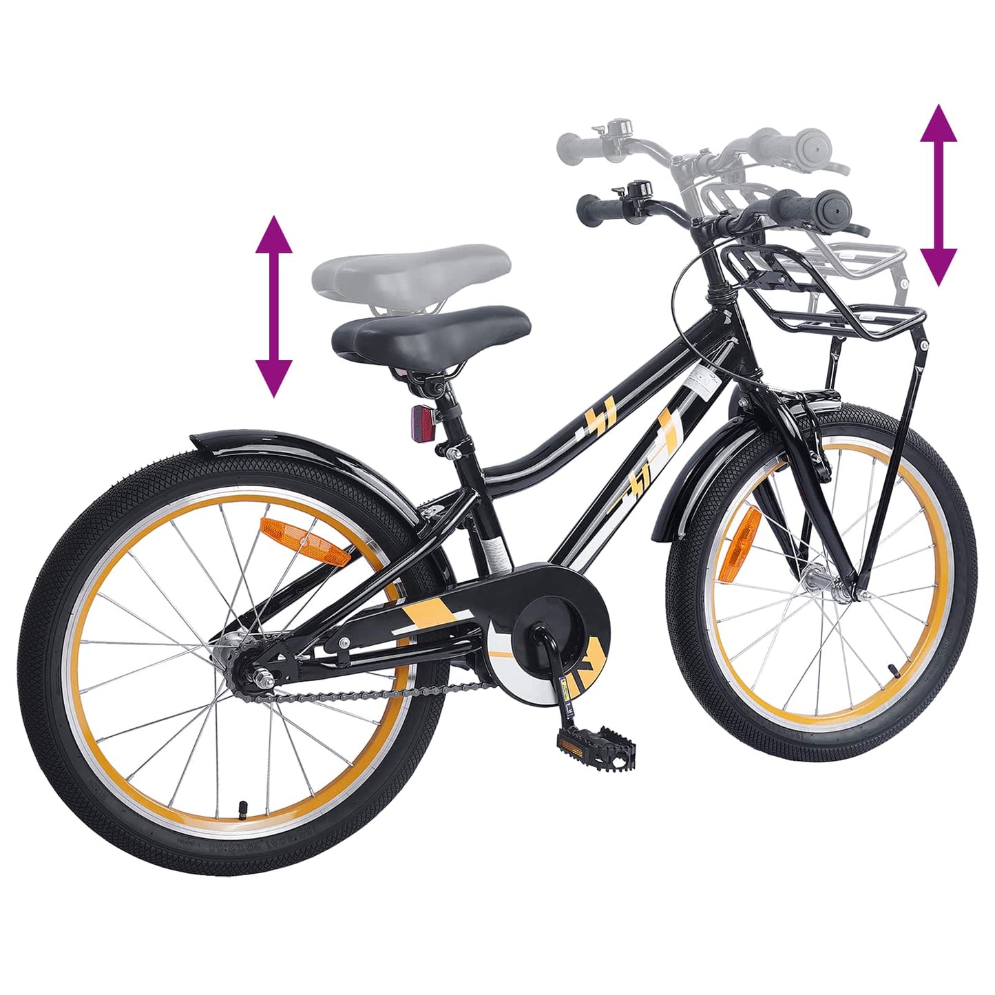 Kids Bike 18 Inches for 5-7 Years Old Orange Black