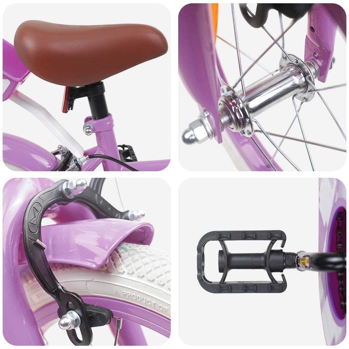Kids Bike 14 Inches for 3-5 Years Old Purple