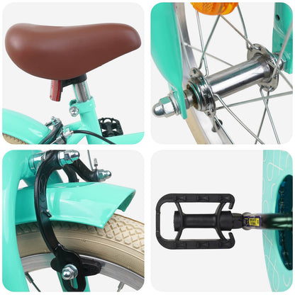 Kids Bike 14 Inches for 3-5 Years Old Sea Green