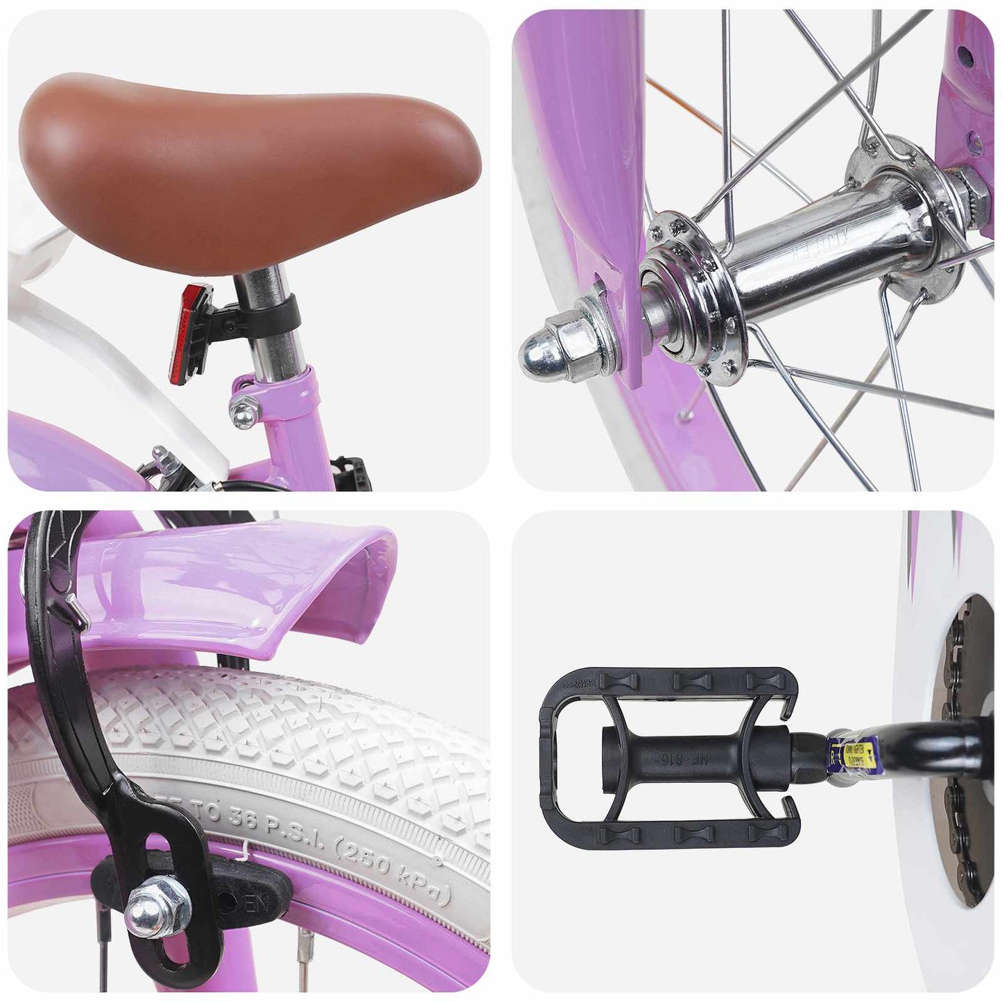 Kids Bike 12 Inches for 2-4 Years Old Purple
