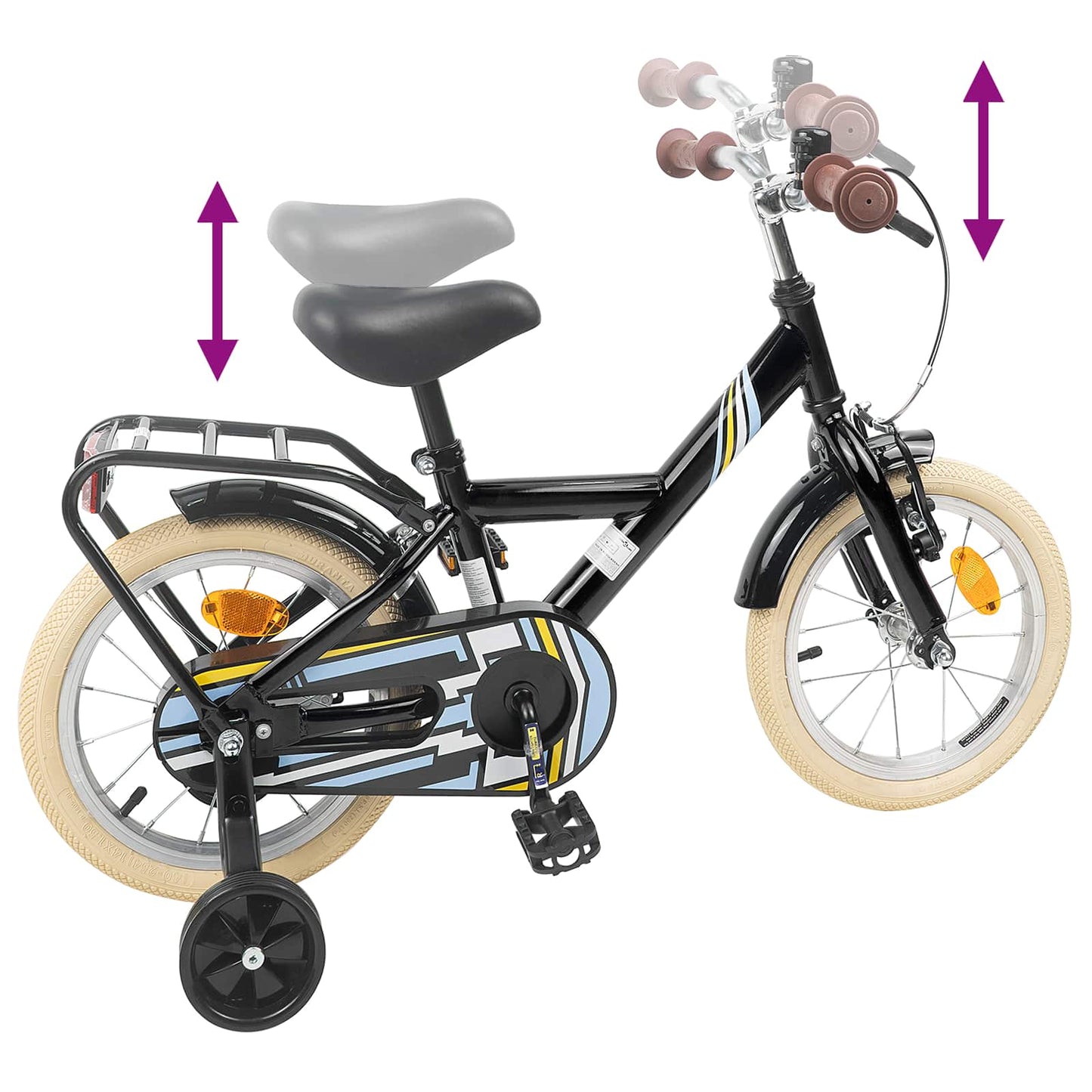 Kids Bike 12 Inches for 2-4 Years Old Black