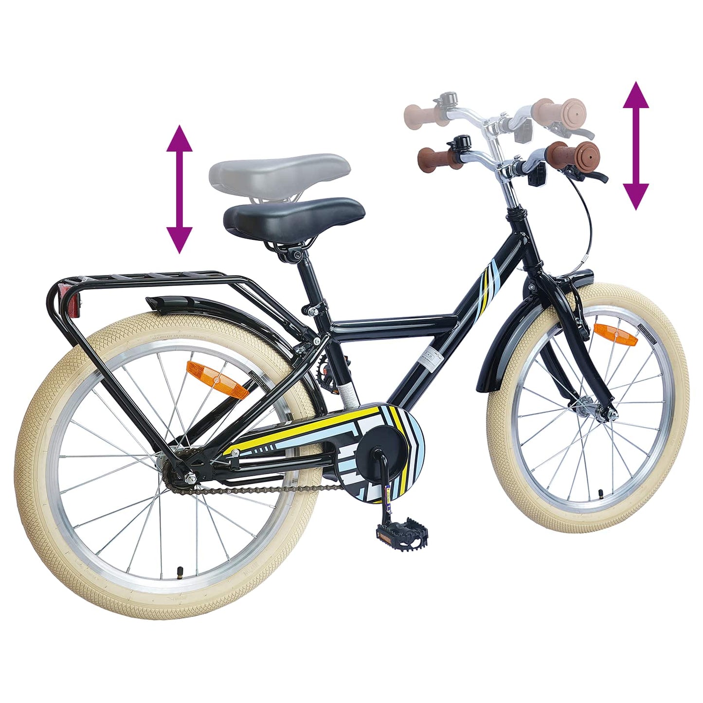 Kids Bike 24 Inches for 8-12 Years Old Black