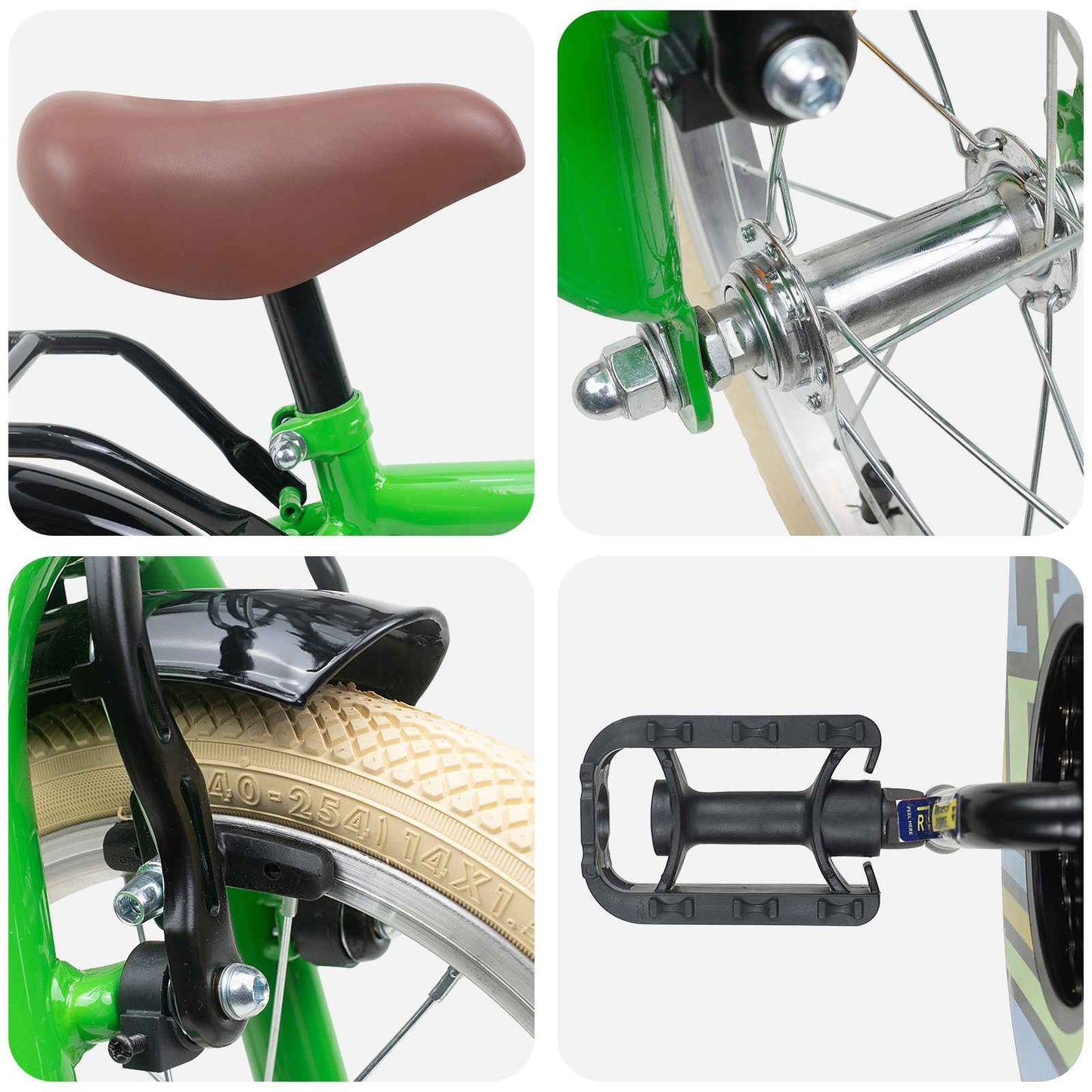 Kids Bike 14 Inches for 3-5 Years Old Green