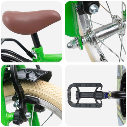 Kids Bike 14 Inches for 3-5 Years Old Green