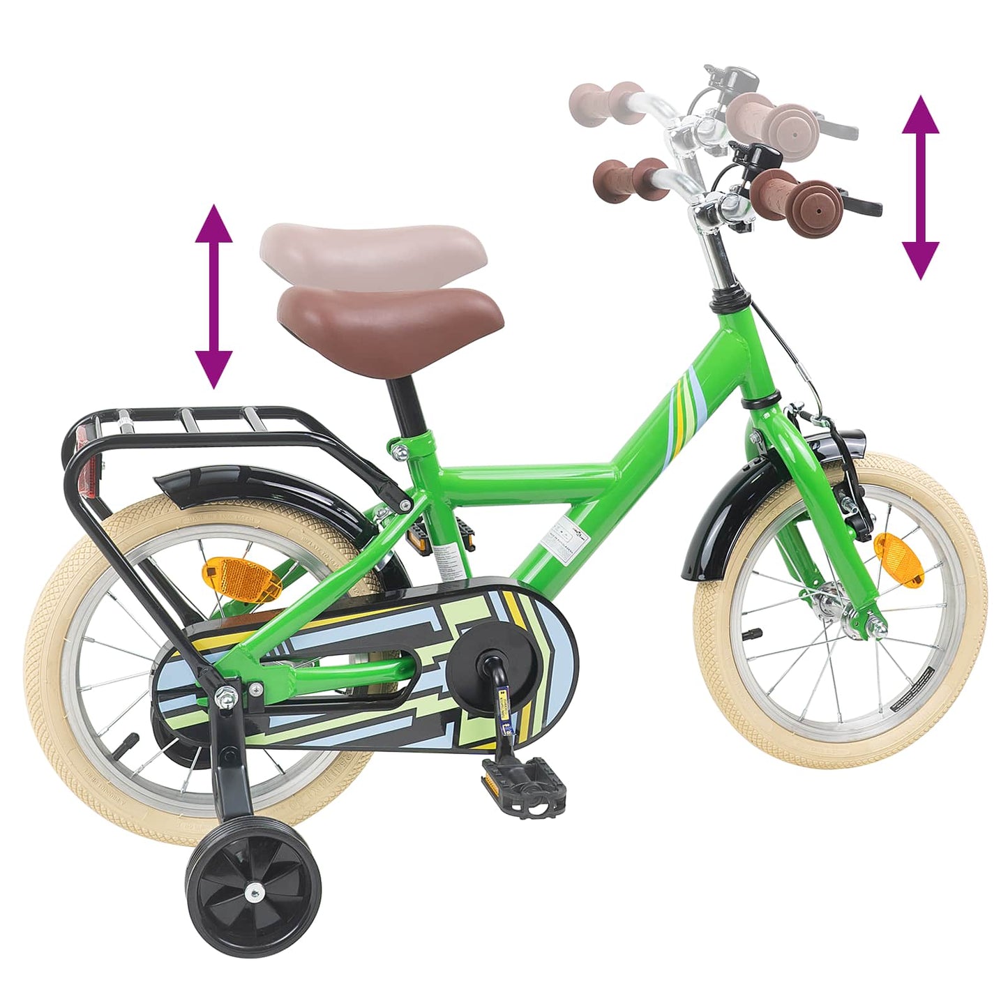Kids Bike 14 Inches for 3-5 Years Old Green