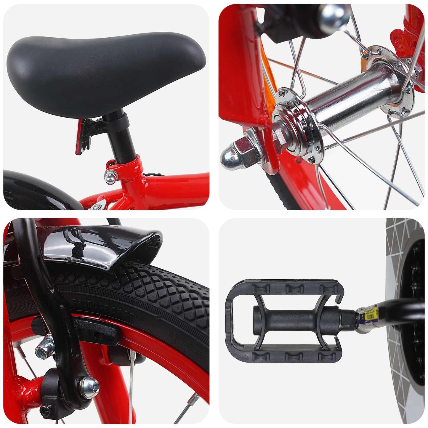 Kids Bike 12 Inches for 2-4 Years Old Red